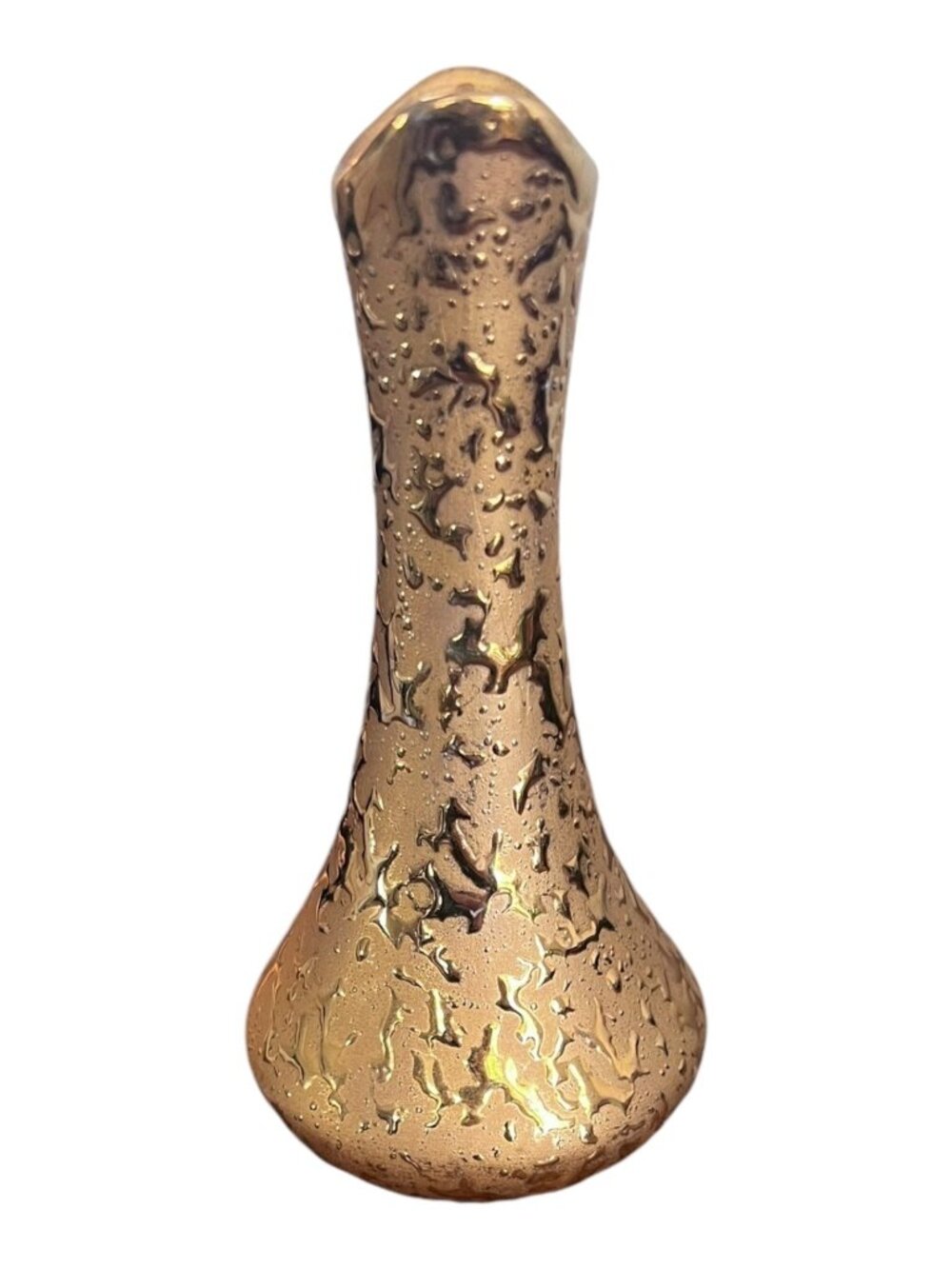 Vintage Elynor China USA Gold Textured Bud Vase 6.5" Tall Mid Century Decor